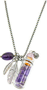 AMRITA COURT Aroma Necklace Crystal Bottle Amethyst + Purify Essential Oil 10ml Pk