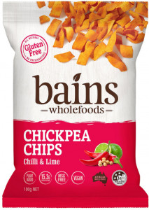 Bains Wholefoods Chickpea Chips Chilli & Lime  100g x 12