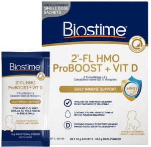 BIOSTIME 2'-FL HMO ProBOOST + Vit D Oral Powder Sachets 1.6g x 28 Pack