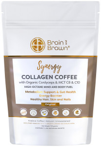 BRAIN AND BRAWN Collagen Coffee Synergy (Organic Cordyceps & MCT C8 & C10) Sachets 15g x 7 Pack