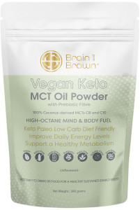 BRAIN AND BRAWN Vegan Keto MCT Oil Powder (with Prebiotic Fibre) Unflavoured 300g