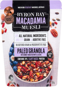 Byron Bay Macadamia Muesli Gluten Free Paleo Granola Honey Roasted 375g