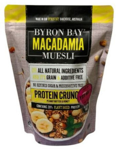 Byron Bay Macadamia Muesli Protein Crunch Peanut Butter & Honey  375g