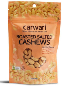 Carwari Organic Cashews Salted Roasted 150g