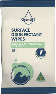 Cleanlife Disinfectant Plastic Free Wipes General Cleaning 80pk
