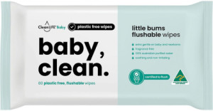 Cleanlife Baby Clean Flushable Plastic Free Wipes 80pk