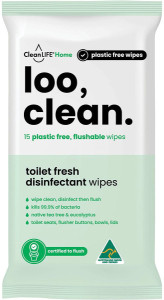 Cleanlife Loo Clean Flushable Plastic Free Wipes 15pk