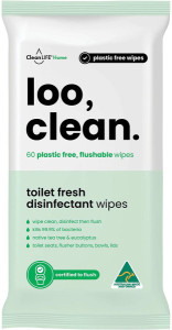 Cleanlife Loo Clean Flushable Plastic Free Wipes 60pk