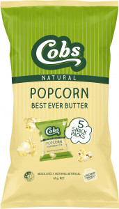 Cobs Natural Popcorn Multipack Best Ever Butter  (5Pk) 10x65g