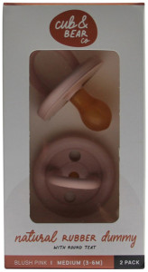 CUB & BEAR CO Natural Rubber Dummy Round Teat Medium (3-6 Months) Blush Pink Twin Pack