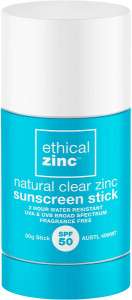 Ethical Zinc Natural Clear Zinc Sunscreen Stick SPF 50 50g