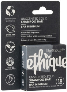 ETHIQUE Bar Shampoo Solid Bar Minimum (Gently Cleanses Sensitive Scalps) Unscented 15g