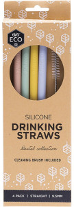 Ever Eco Silicone Straws Straight Pastel Collection 4pk