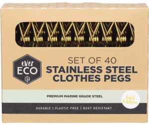 Ever Eco Stainless Steel Clothes Pegs Premium Marine Grade Gold 40pk