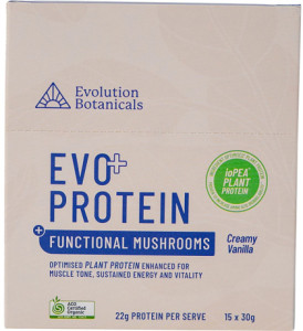 Evolution Botanicals EVO+ Protein Functional Mushrooms Creamy Vanilla 15x30g