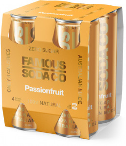 Famous Zero Sugar Soda Passionfruit 4x250ml