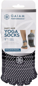 Gaiam Yoga Socks Grippy Mary Jane Small-Medium 1 Pair