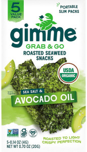 GimMe Roasted Seaweed Snacks Grab & Go Sea Salt & Avocado Oil 5x4g