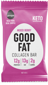 Googys Good Fat Keto Mixed Berry Collagen Bars  12x45g