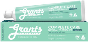 GRANTS OF AUSTRALIA Natural Toothpaste Complete Care + Fluoride with Aloe Vera & Mint 110g