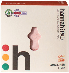 HANNAH PAD Organic Cotton Reusable Cloth Pad Long Liner Extra Grip (Fabric supplied at random)