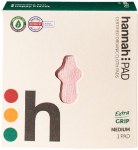 HANNAH PAD Organic Cotton Reusable Cloth Pad Medium Extra Grip (Fabric supplied at random)