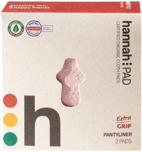 HANNAH PAD Organic Cotton Reusable Cloth Pad Pantyliner Extra Grip x 2 Pack (Fabric supplied at rand
