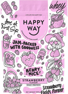 Happy Way Whey Protein Powder Strawberry 500g