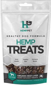 Hemp Pet Vitality Support Healthy Bites Organic Beef Liver Hemp Infused Treats for Dogs 80g