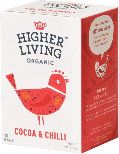 Higher Living Organic Cocoa & Chilli Tea 15Tea Bags