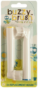 JACK N' JILL Buzzy Brush Replacement Heads for Electric Toothbrush - 2 Pack