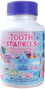 JACK N' JILL Tooth Sparkles (Tooth Cleaning Calcium Chews) Chewable Strawberry 60t