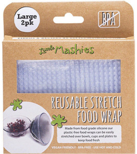 Little Mashies Reusable Stretch Silicone Food Wrap L (25cm x 25cm) 2pk