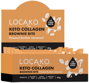LOCAKO Keto Collagen Brownie Bite Peanut Butter Caramel 40g x 15 Display