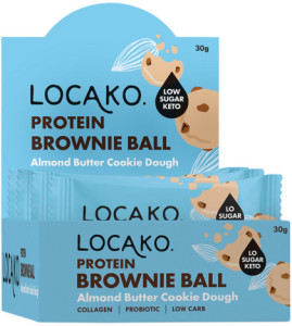 LOCAKO Protein Brownie Ball Almond Butter Cookie Dough 30g x 10 Display