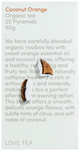 LOVE TEA Organic Coconut Orange Tea 20 Pyramids