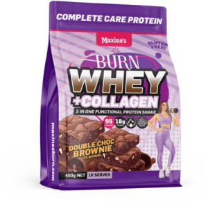 Maxine's Burn Whey + Collagen Protein Powder Double Choc Brownie  400g Pouch