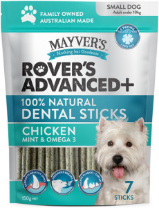 Mayvers Rover's Advanced+ Dental Sticks Chicken, Mint & Omega Small Dog (7Pack) 150g