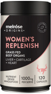 MELROSE ORIGINS Women's Replenish (Grass Fed Beef Organs 1000mg: Liver + Cartilage + Heart) 120c