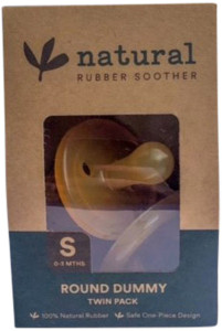 NATURAL RUBBER SOOTHER Round Dummy Small (0-3 Months) Twin Pack