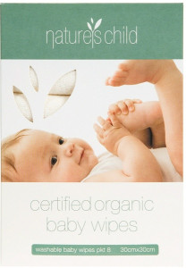 Natures Child Organic Cotton Reusable Baby Wipes Box of 8