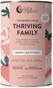 NUTRA ORGANICS Thriving Family Protein Strawberries & Cream 450g