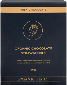 Organic Times Milk Chocolate Strawberries 100g