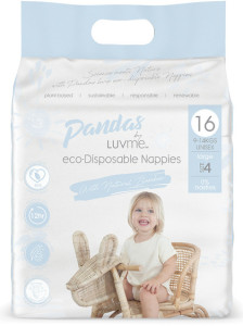Pandas by Luvme Nappies ECO Disposable Large (9-14kg) 16 Pack x 4