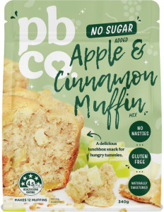 PBco Apple Cinnamon Muffin Mix No Sugar Added 340g