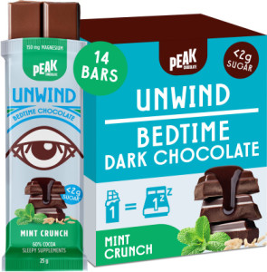 PEAK CHOCOLATE Unwind Bedtime Bar Chocolate Mint Crunch 25g x 14