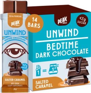 PEAK CHOCOLATE Unwind Bedtime Bar Chocolate Salted Caramel 25g x 14