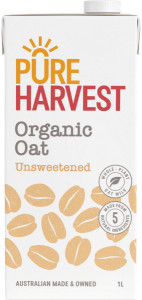 Pure Harvest Organic Oat Milk Unsweetened 1L