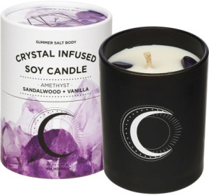 Summer Salt Body Crystal Infused Soy Candle Amethyst Sandalwood & Vanilla