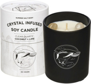 Summer Salt Body Crystal Infused Soy Candle Clear Quartz Coconut & Lime
